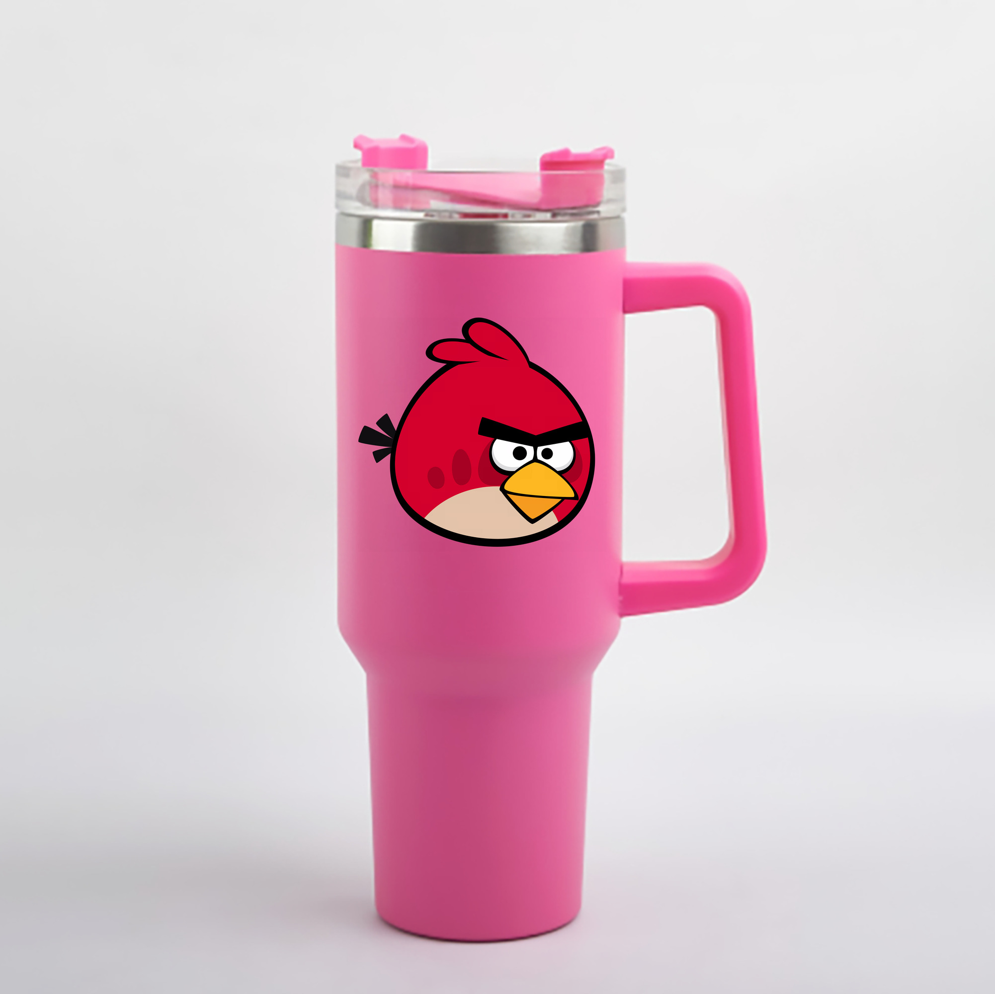 （画像用） Angry Birds アングリーバード 1200mL車用タンブラー - クリスタルステッカー（プラスチックストロー付き）